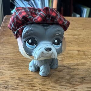 Hasbro Gray Dog Figure with Red Checkered Hat